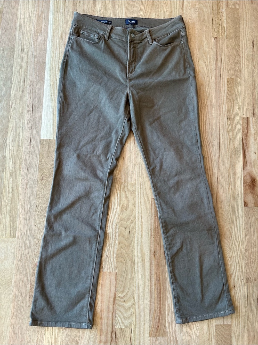 NYDJ Olive-Taupe Marilyn Straight Jeans